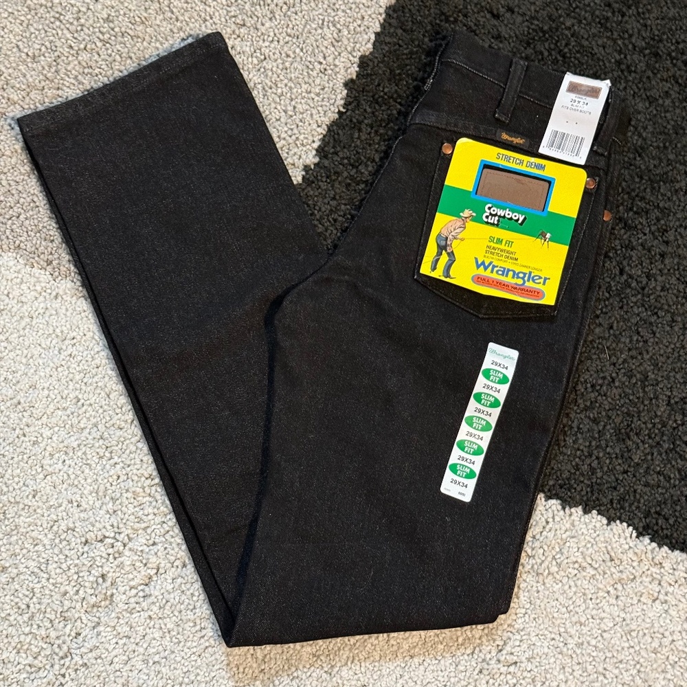 Wrangler Slim Fit Cowboy Cut Stretch Men's Jeans — Black • Size 29x34 • NWT